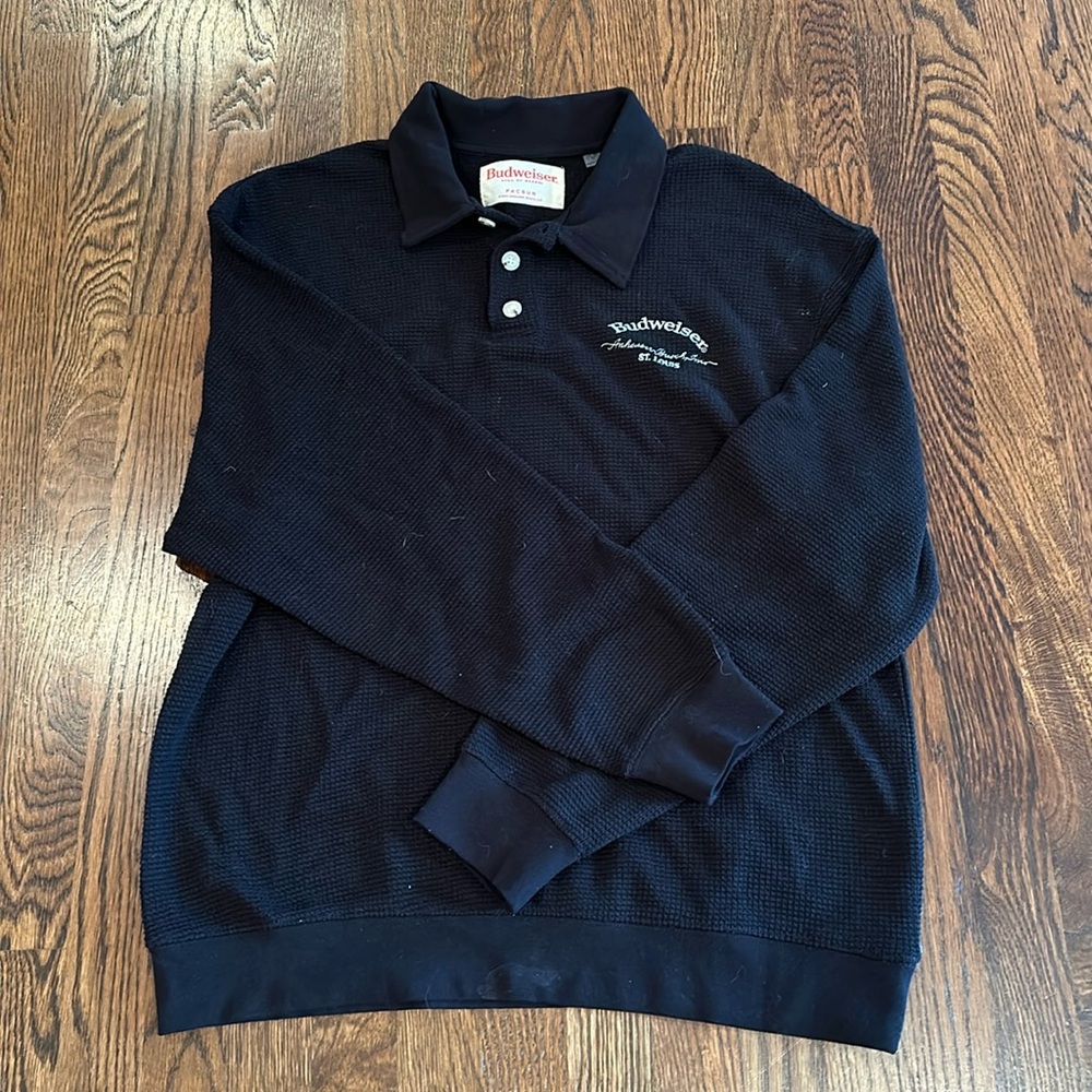 Men’s large Pacsun Budweiser waffle long sleeve knit